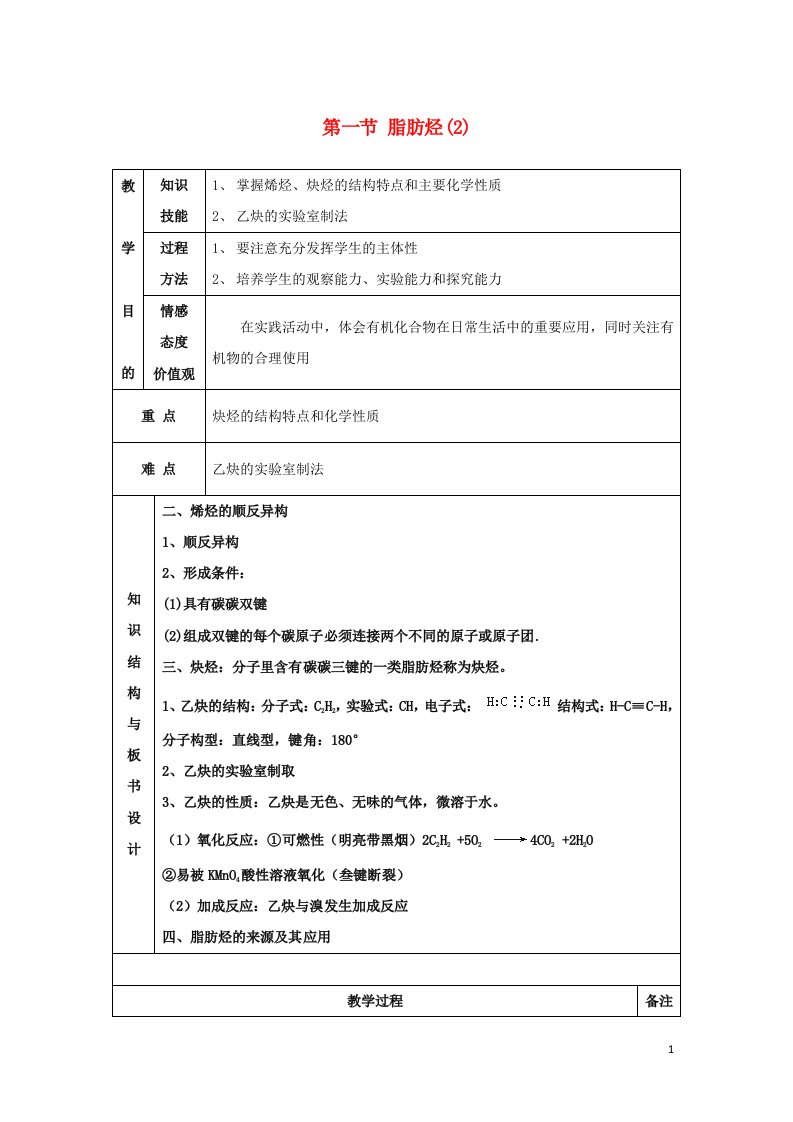 2021_2022年高中化学第二章烃和卤代烃第1节脂肪烃2系列一教案新人教版选修5