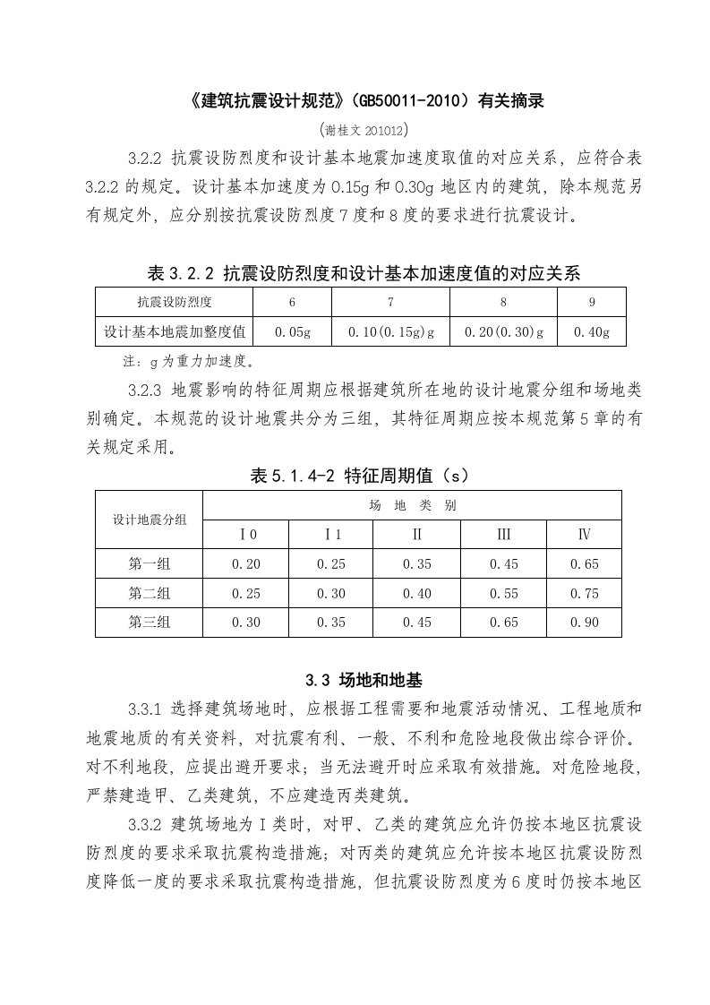 建筑抗震规范年摘录