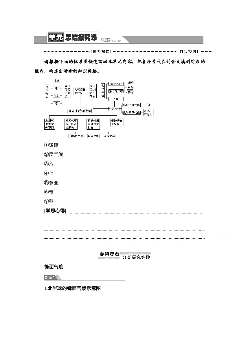 2021-2022学年新教材鲁教版地理选择性必修1学案：第3单元