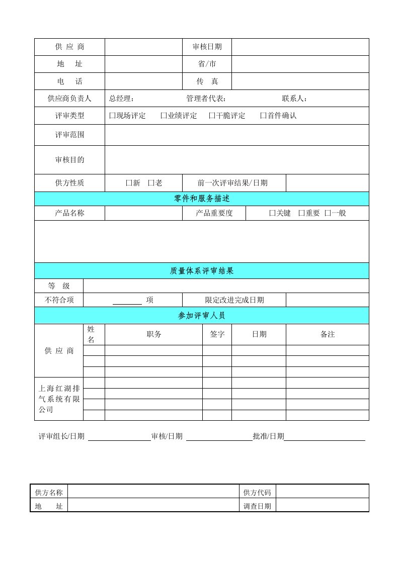 供方质量保证能力评审及报告