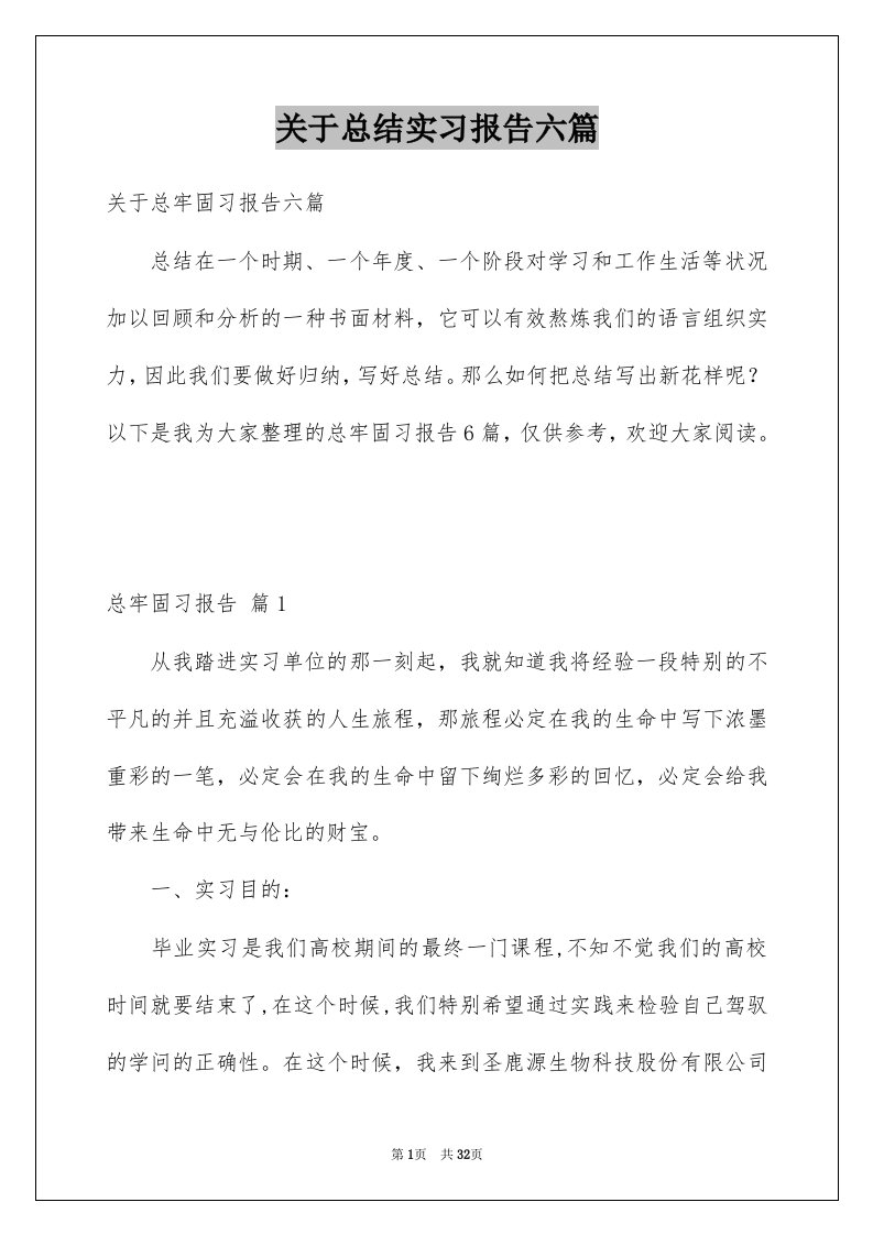 关于总结实习报告六篇