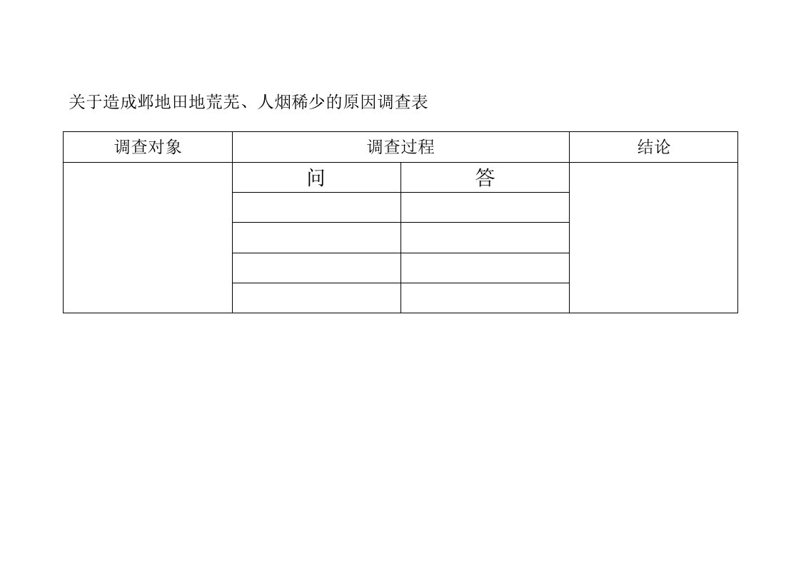 语文北师大版五年级下册《西门豹治邺》的调查表格