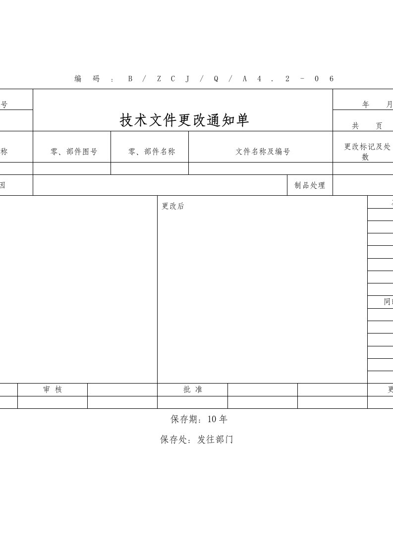 技术文件更改通知单