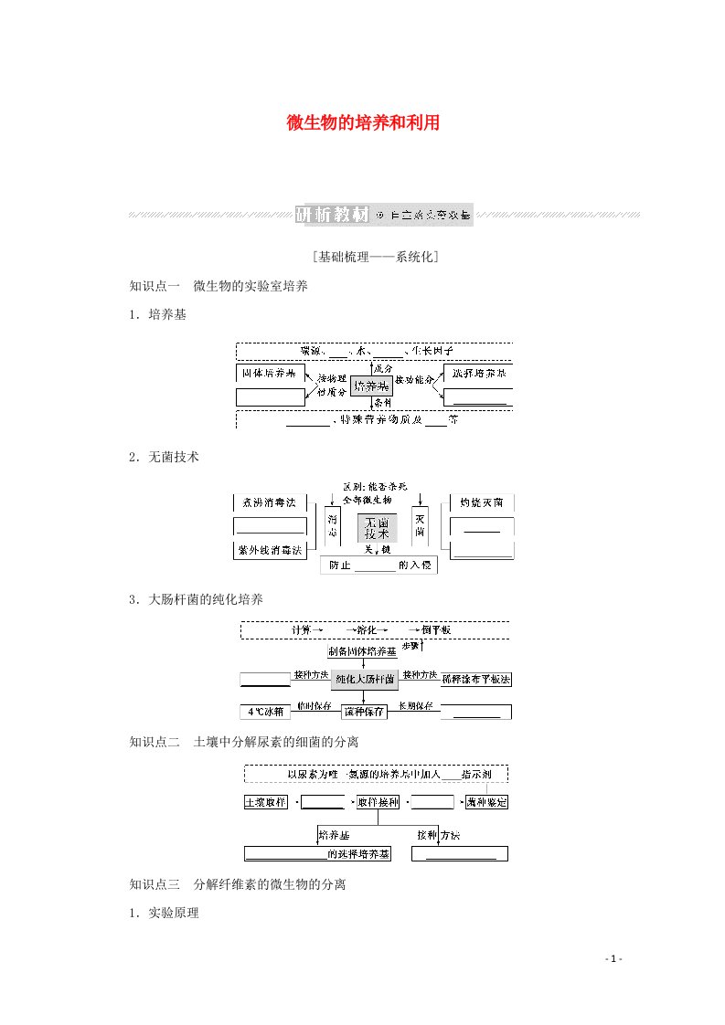2022学年高考生物一轮复习生物技术实践1微生物的培养和利用预习案含解析新人教版选修1