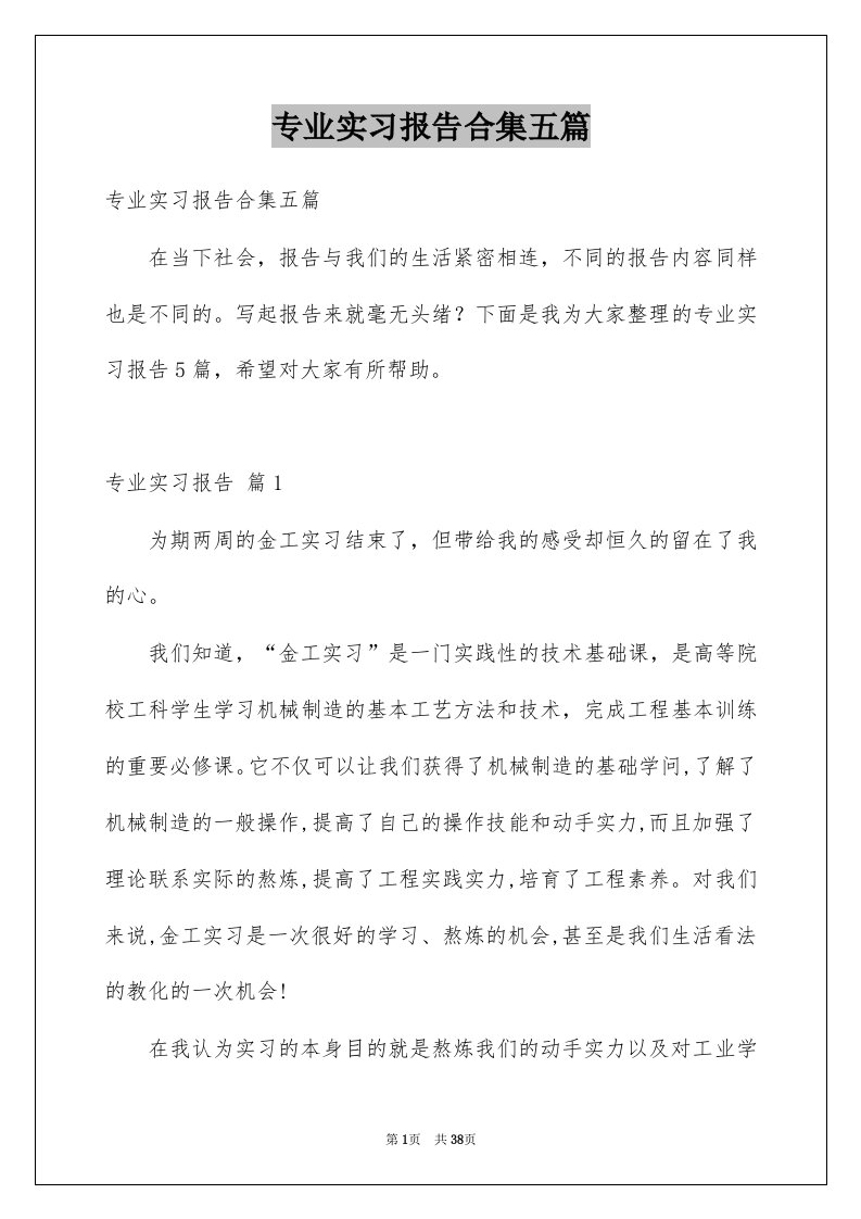 专业实习报告合集五篇精选