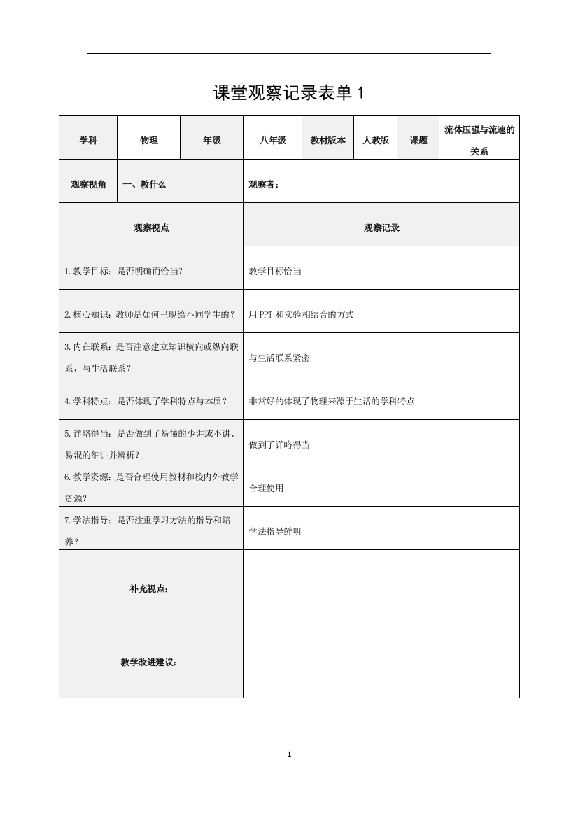 毛志仁课堂观察量表-填写人成凯