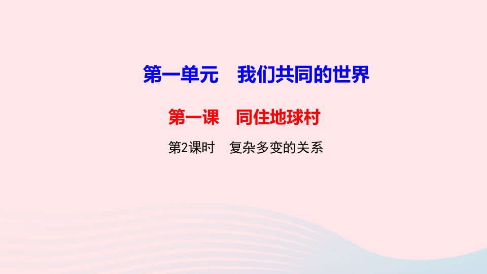 九年级道德与法治下册第一单元我们共同的世界第一课同住地球村第2框复杂多变的关系作业ppt课件新人教版