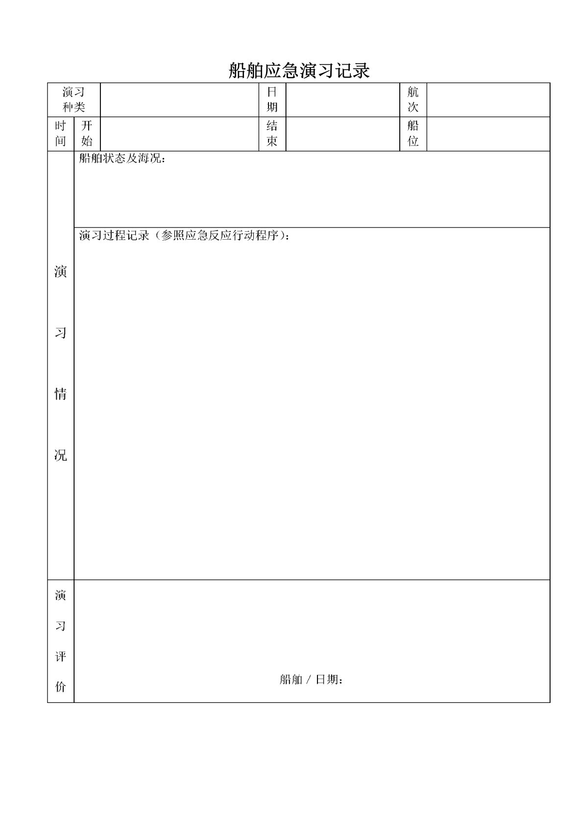 船舶应急演习文本记录