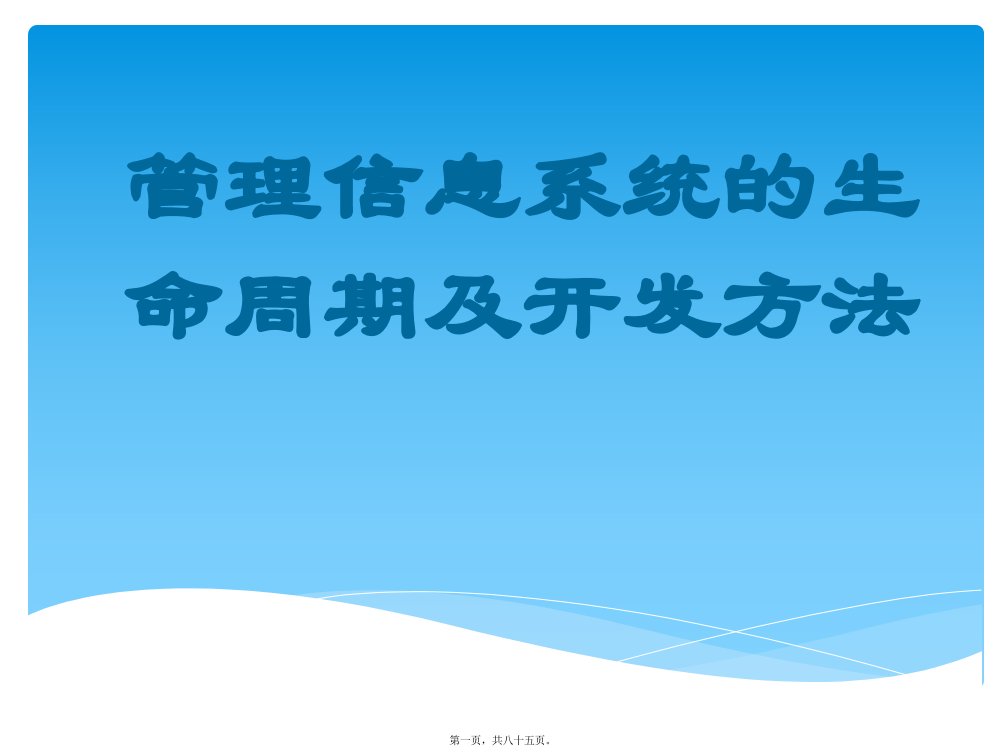 管理信息系统的生命周期及开发方法