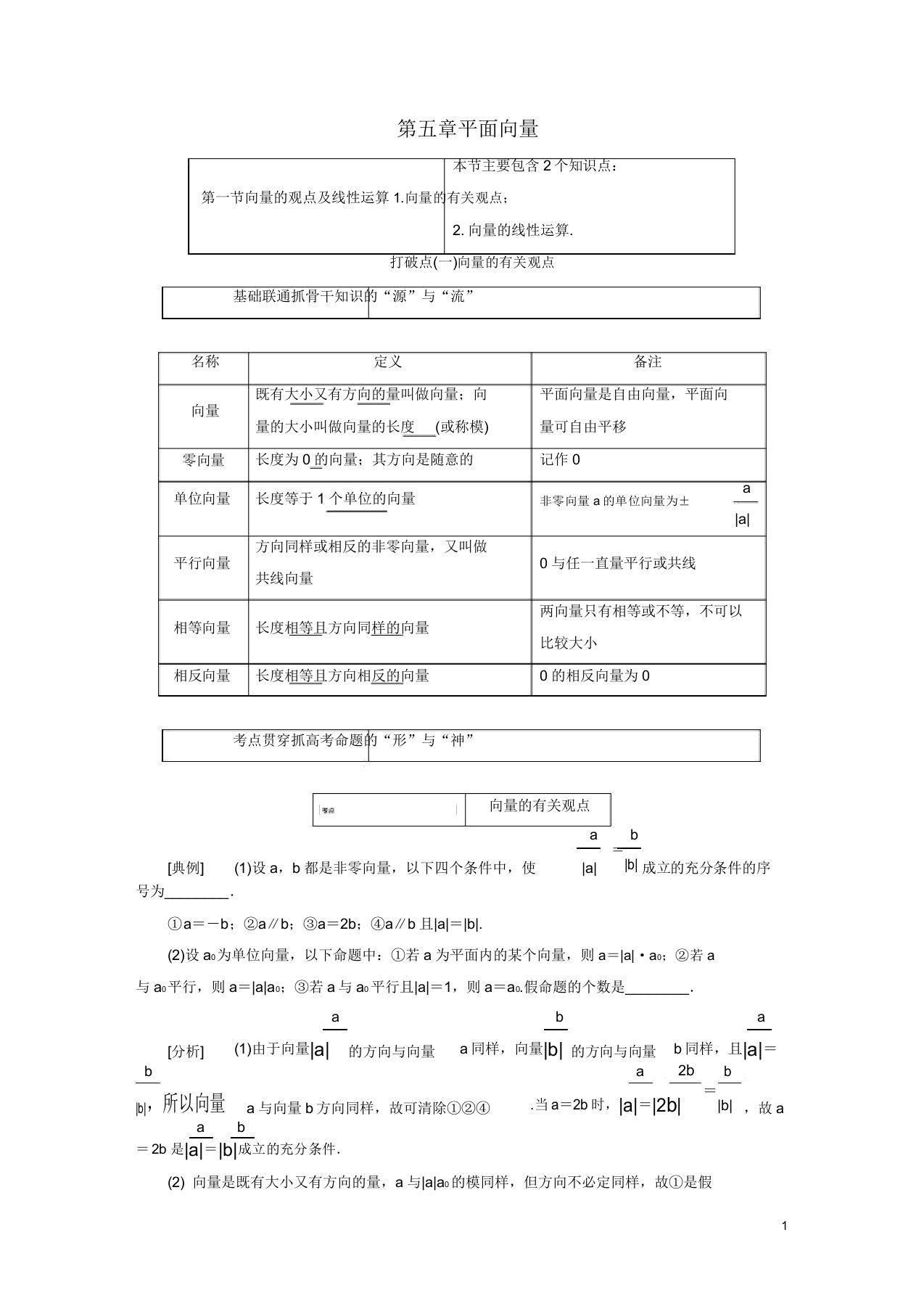 (江苏专版)2019版高考数学一轮复习第五章平面向量学案文