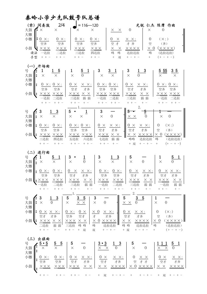 少先队鼓号队总谱0—10套