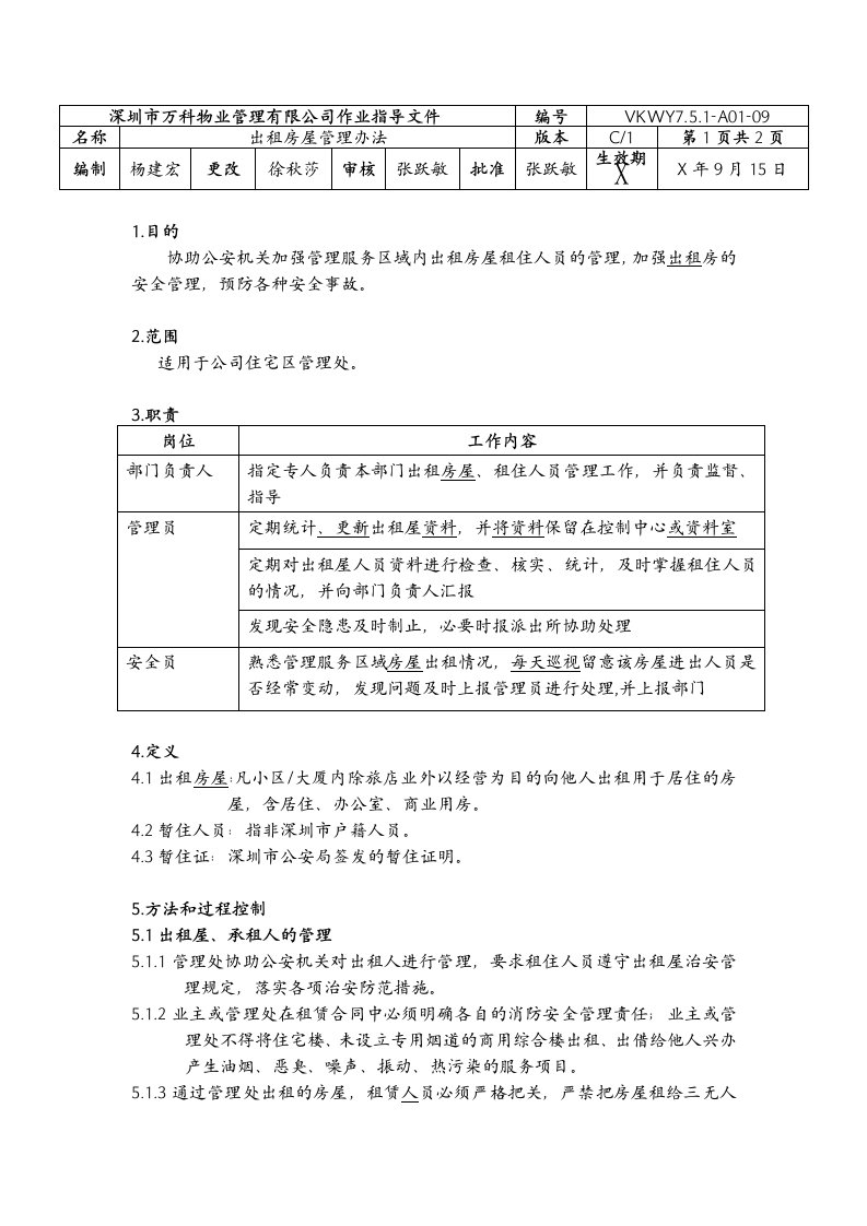 管理制度-751A0109出租房屋管理办法