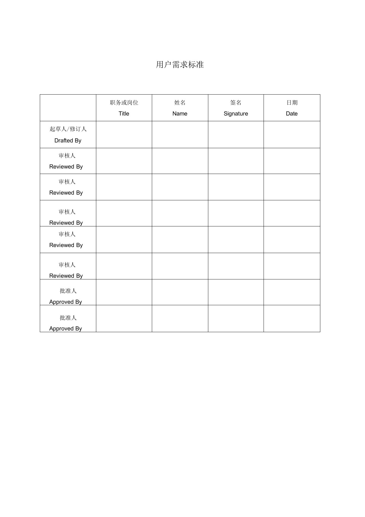 净化工程用户需求标准(URS)