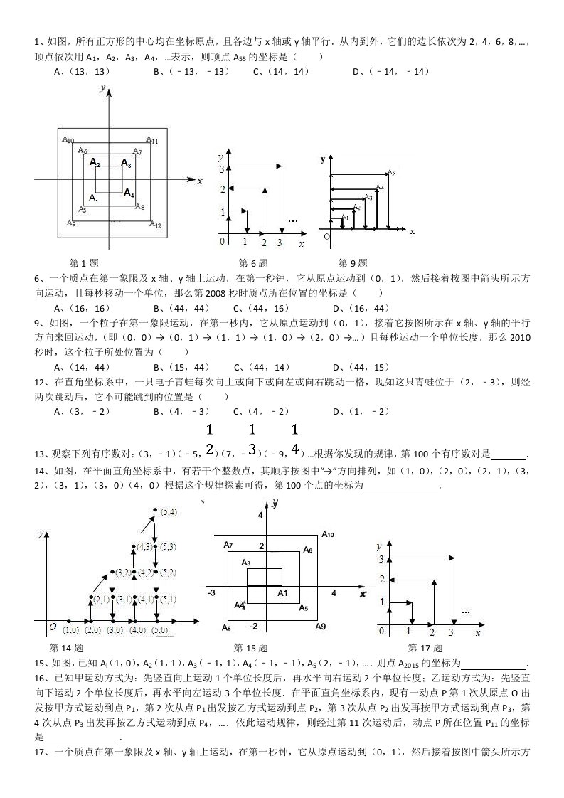 平面直角坐标系规律题