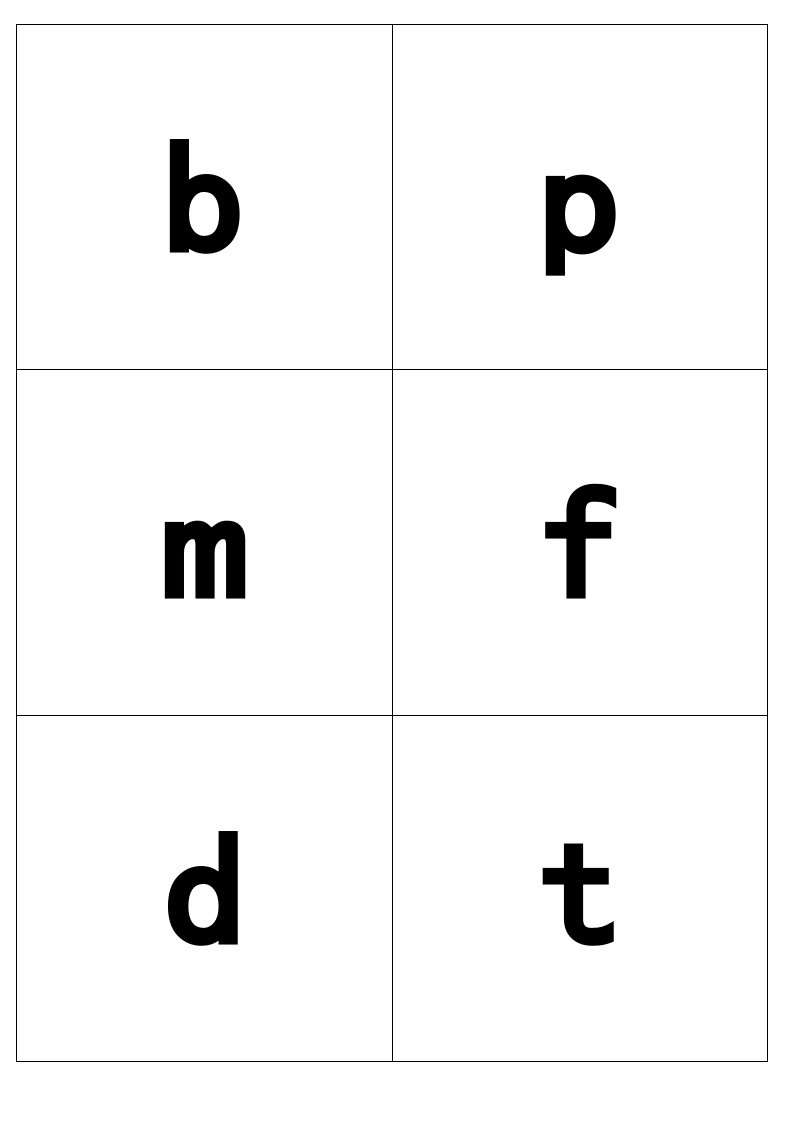 小学汉语拼音字母表卡片字体格式统一