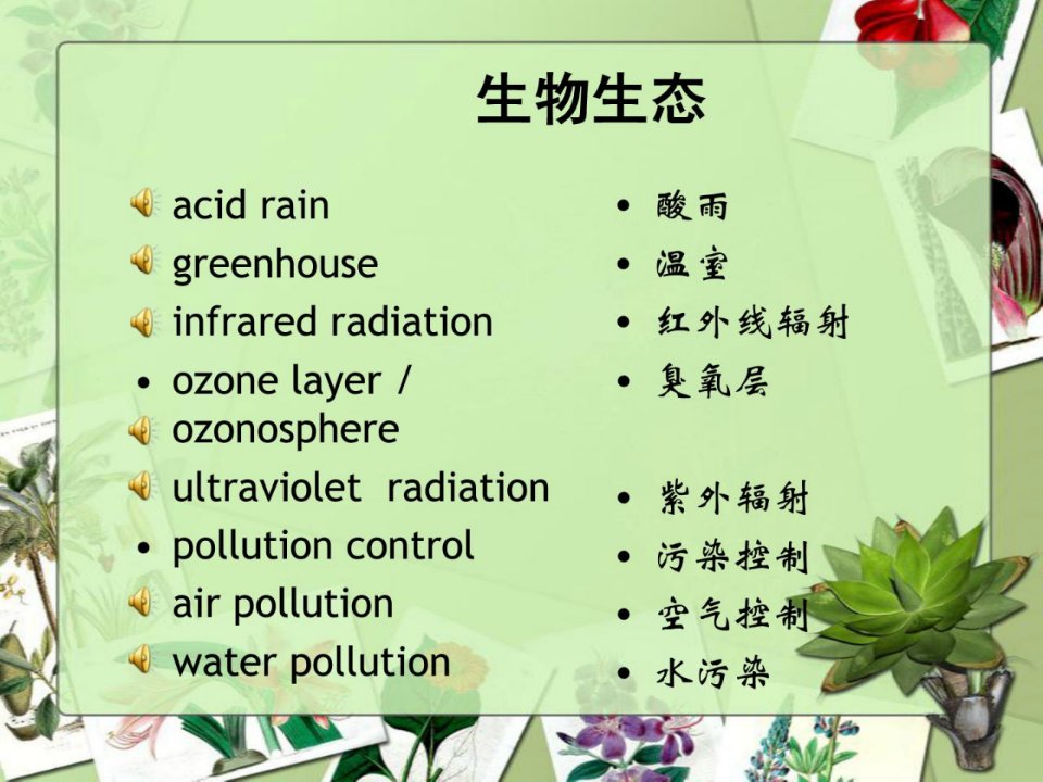 托福听力分类词汇生物生态