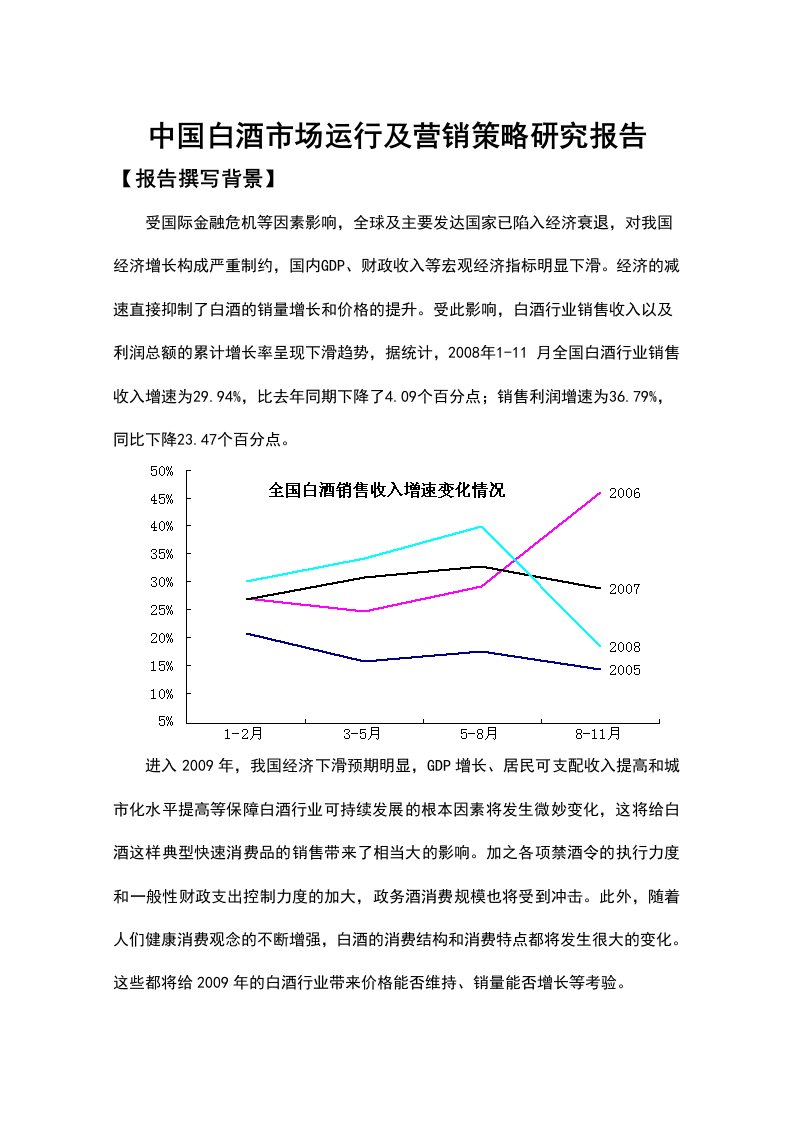 中国白酒市场运行及营销策略研究报告