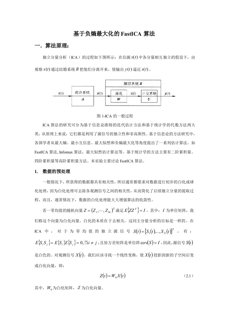 基于负熵最大化的FastICA算法