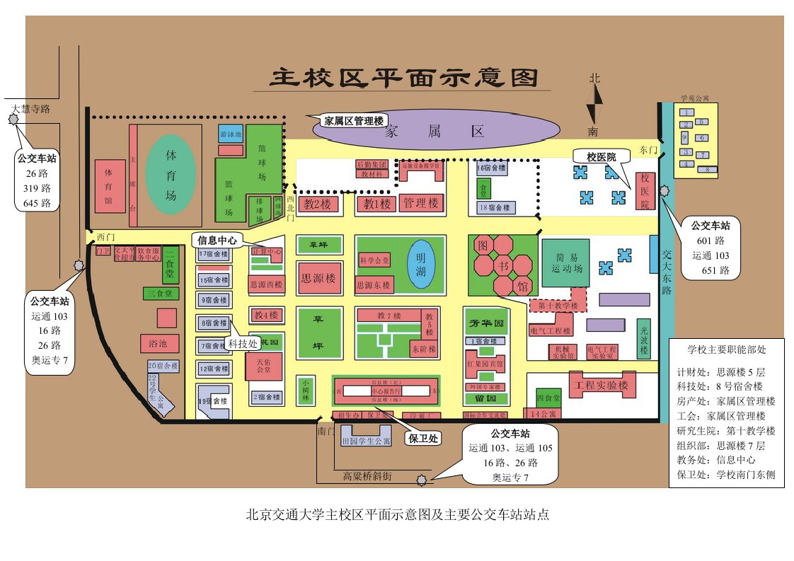 交通运输-校园地图北京交通大学主校区平面示意图及主要公交车站站点