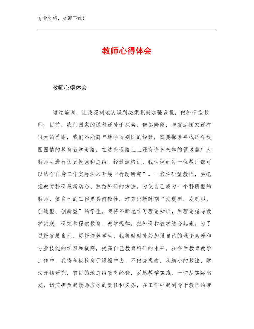 2023教师心得体会范文5篇文档选编