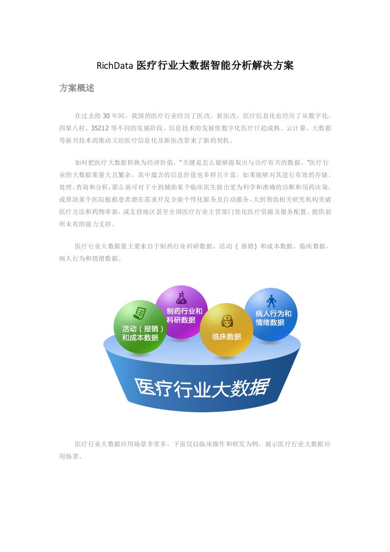 RichData医疗行业大数据智能分析解决方案