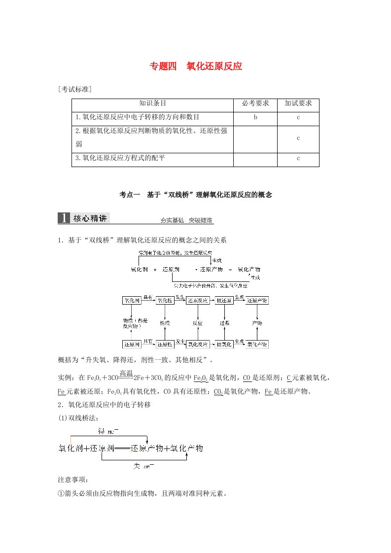 浙江鸭2018年高考化学二轮专题复习第一编专题四氧化还原反应讲练新人教版