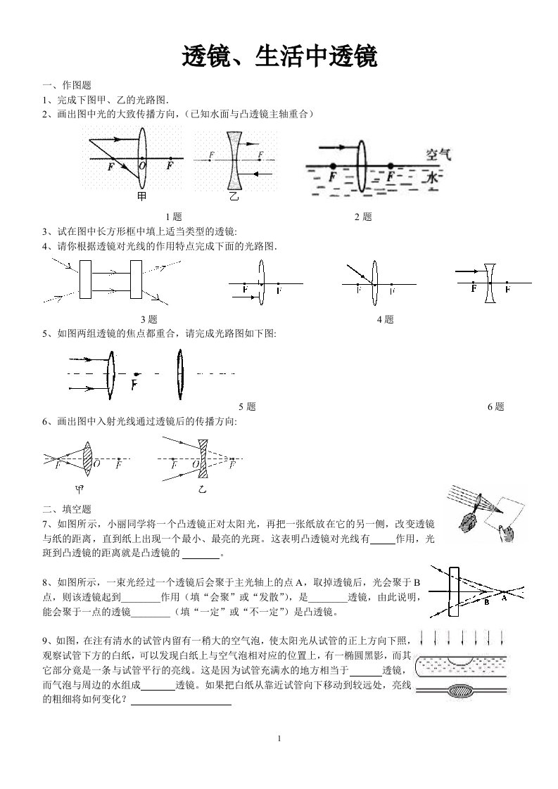 透镜、生活中的透镜