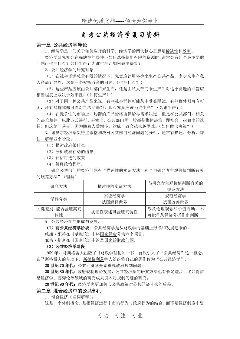 自考公共经济学复习资料(共11页)