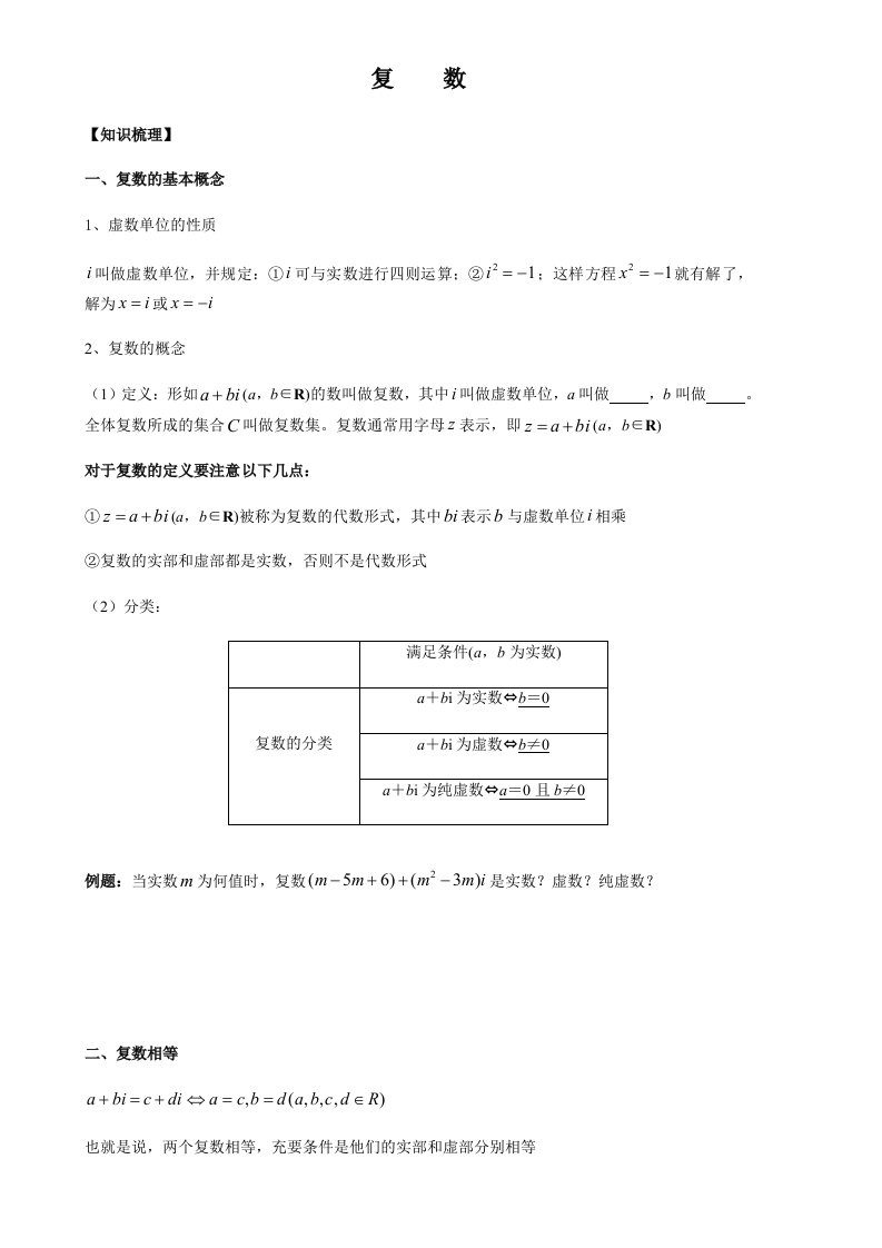 复数知识点归纳