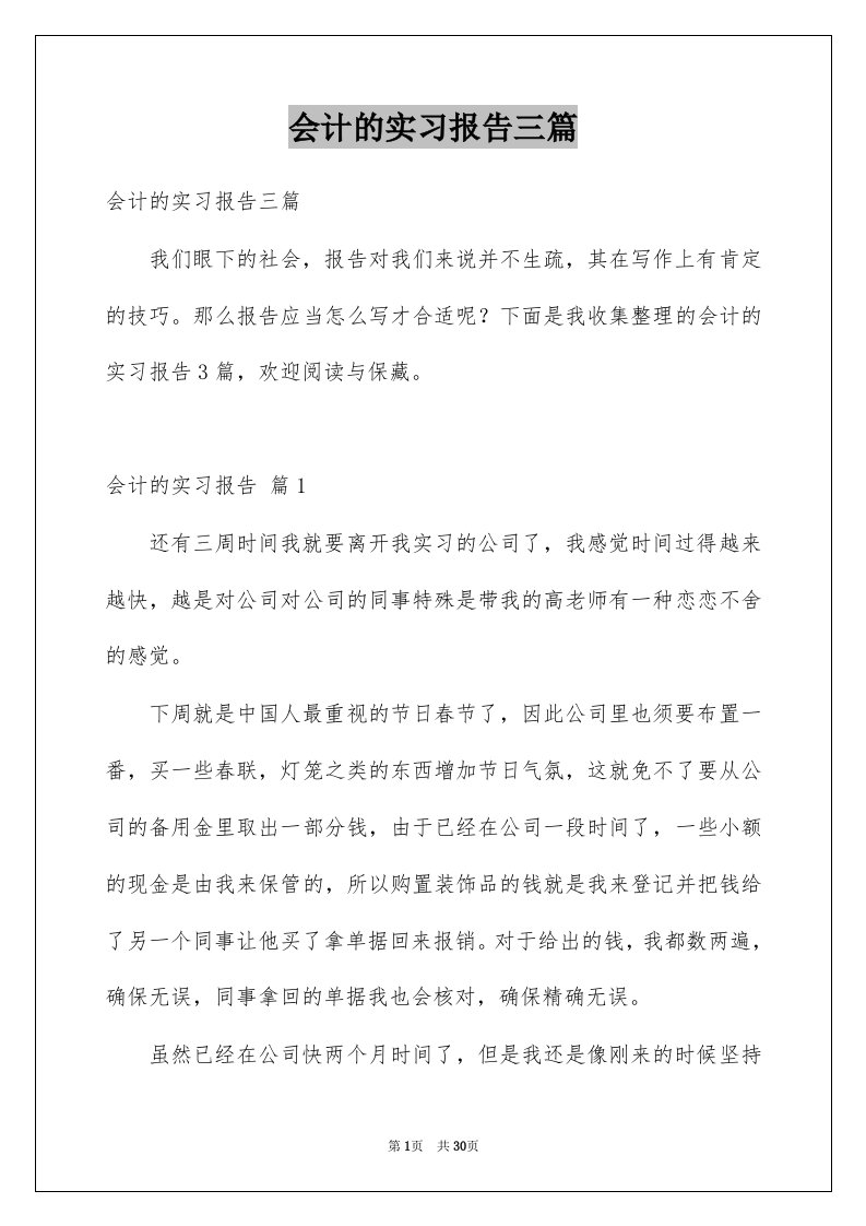 会计的实习报告三篇例文3