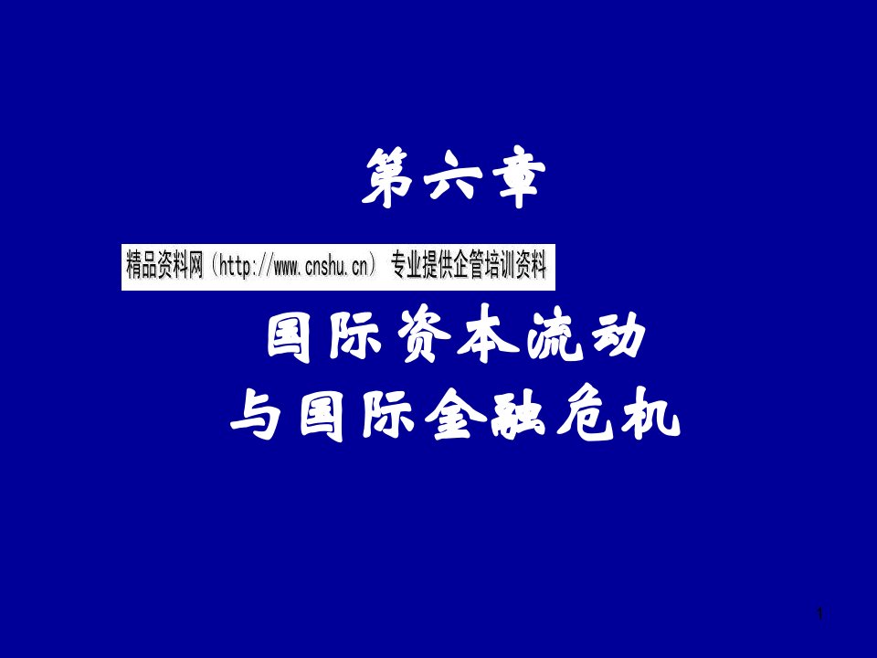 国际资本流动和国际金融危机培训