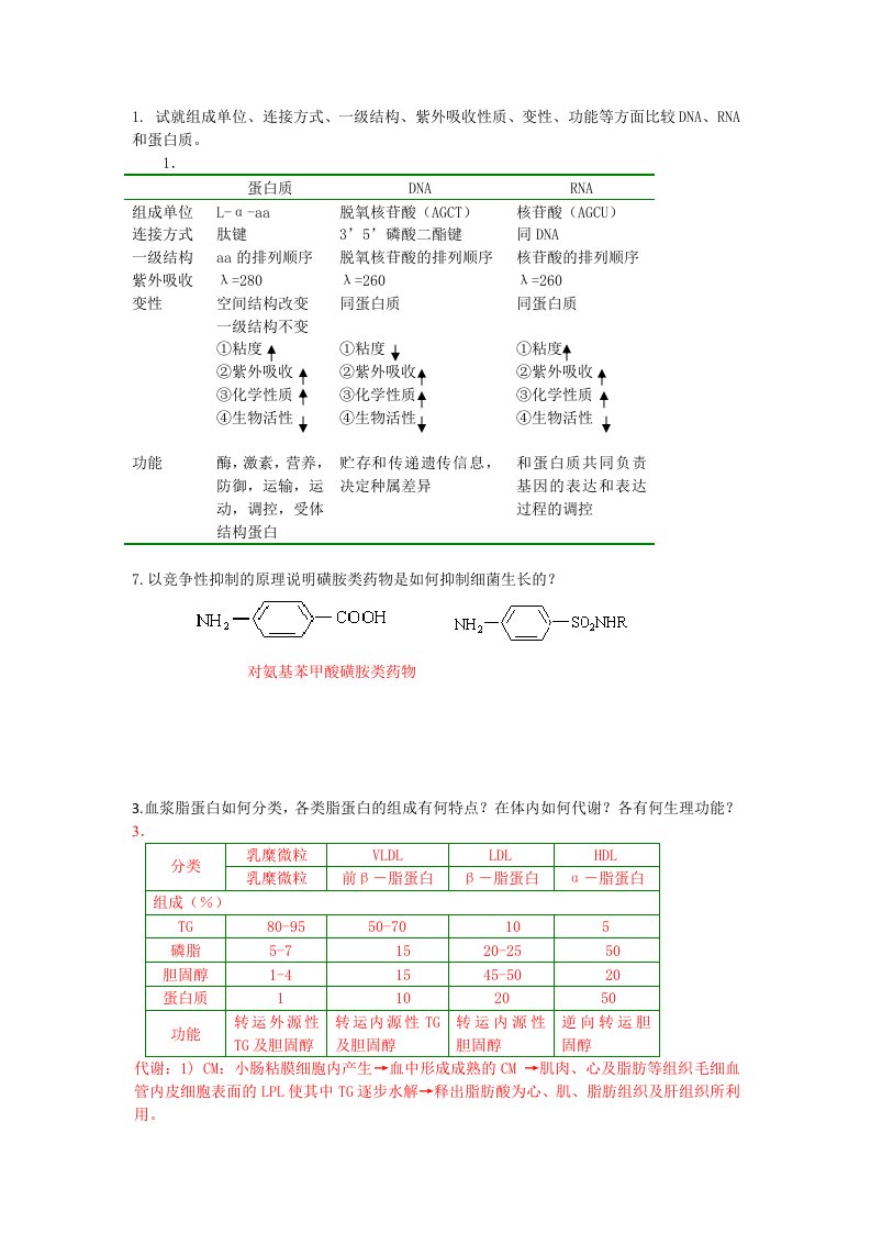 杭州师范大学生化题库(问答题)