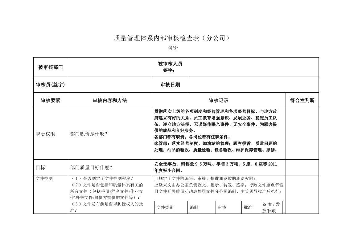 分公司审核记录