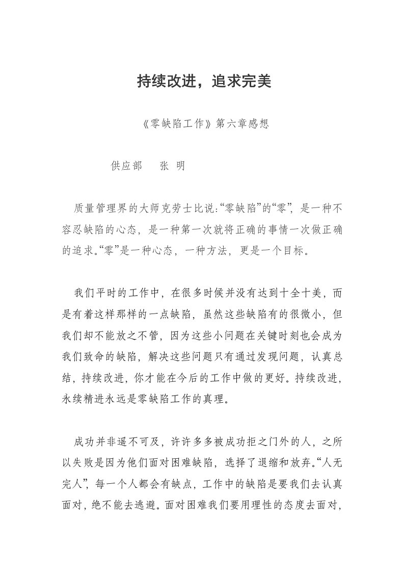 持续改进,追求完美