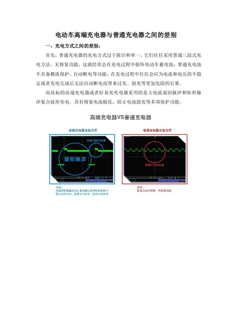 电动车高端充电器与普通充电器之间的异同