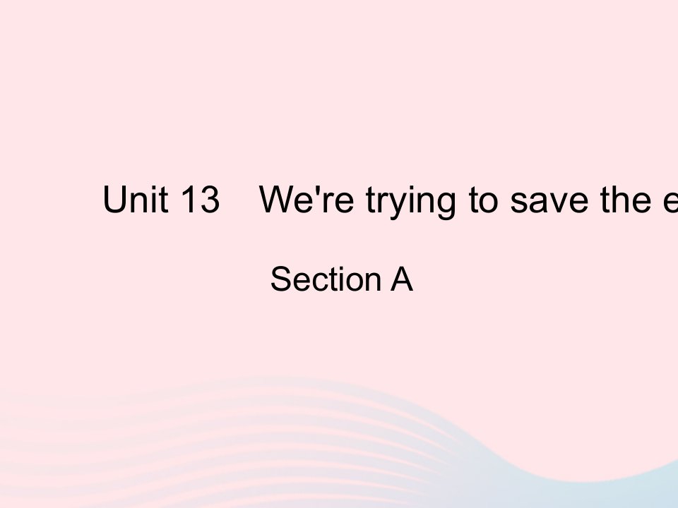 2023九年级英语全册Unit13We'retryingtosavetheearthSectionA作业课件新版人教新目标版