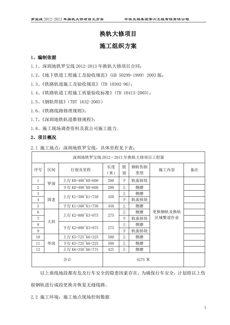 换轨大修施工组织