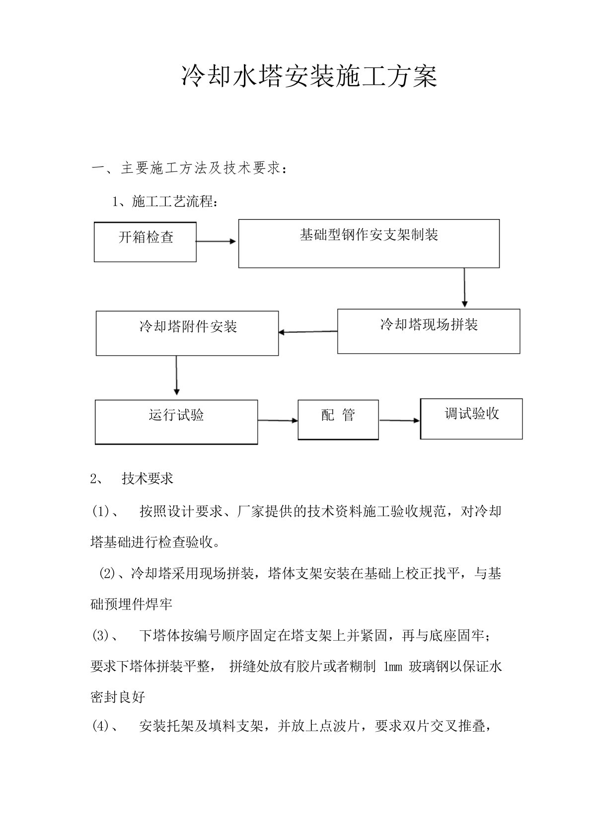 冷却塔安装及基础施工方案