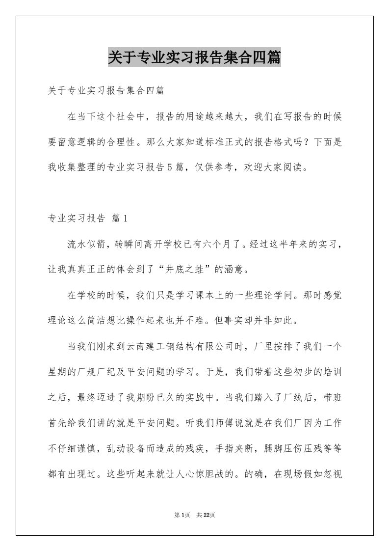 关于专业实习报告集合四篇