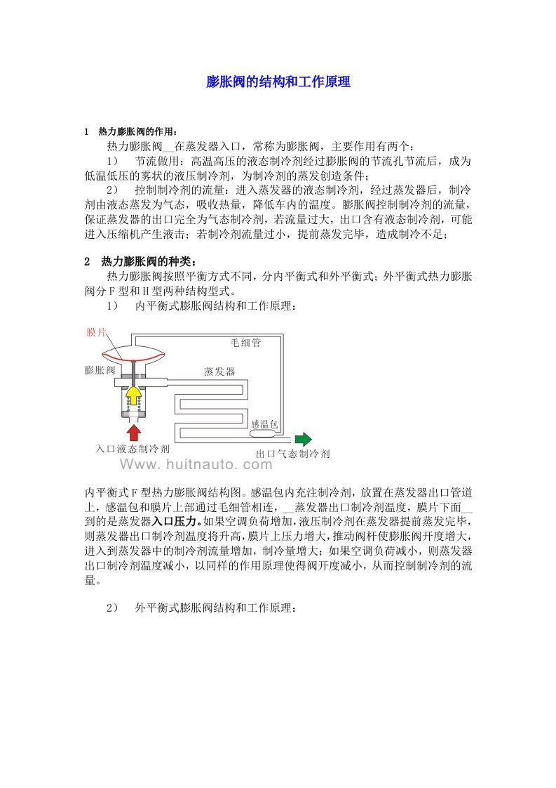 膨胀阀的工作原理