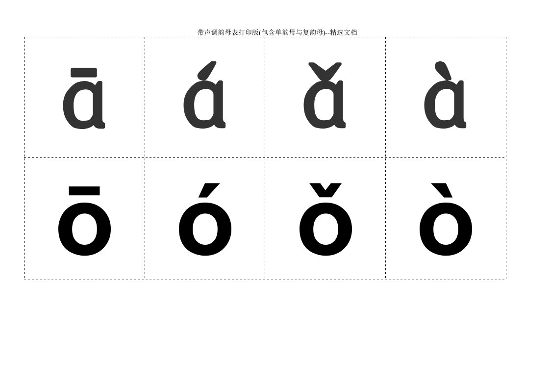 带声调韵母表打印版(包含单韵母与复韵母)--精选文档