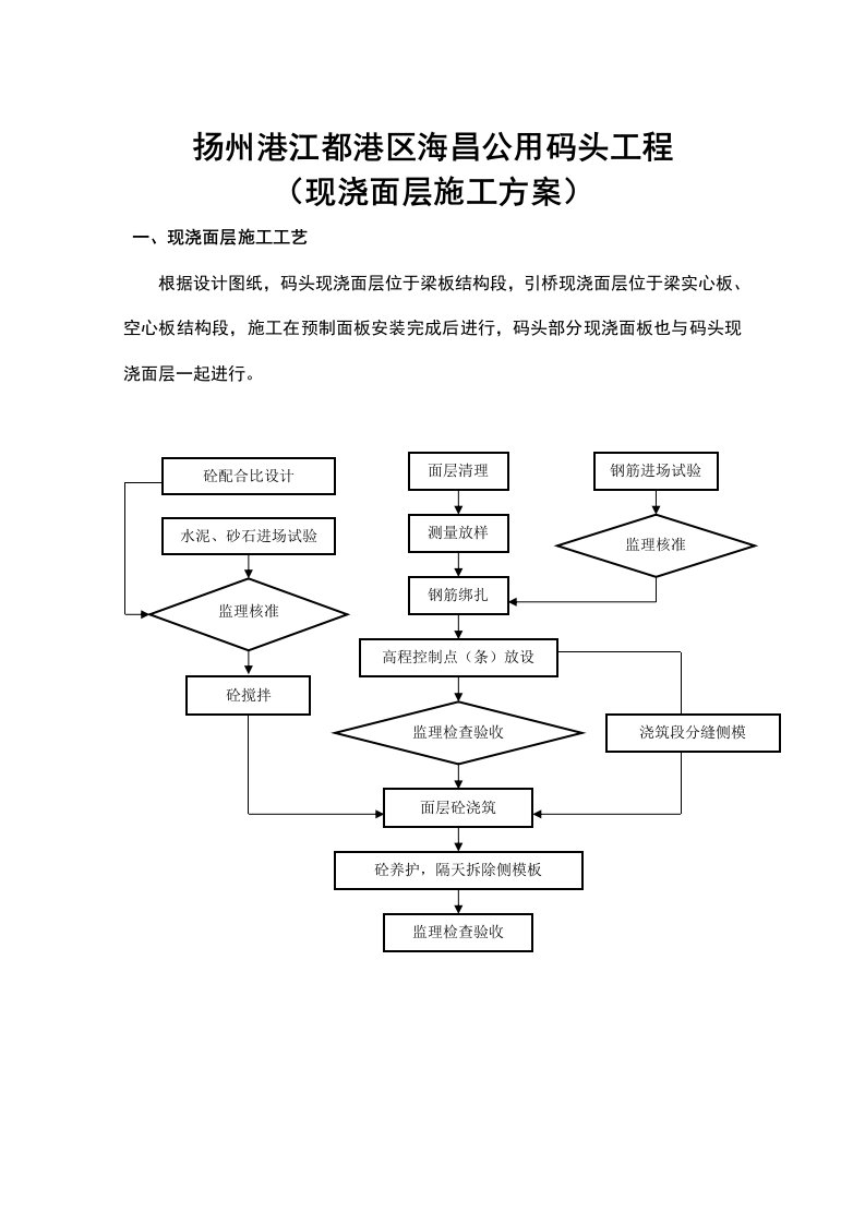 公用码头工程现浇面层施工方案