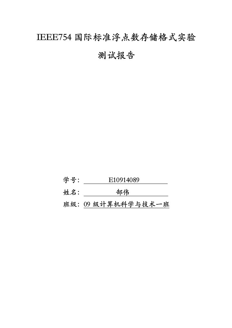 IEEE754国际标准与实验测试报告