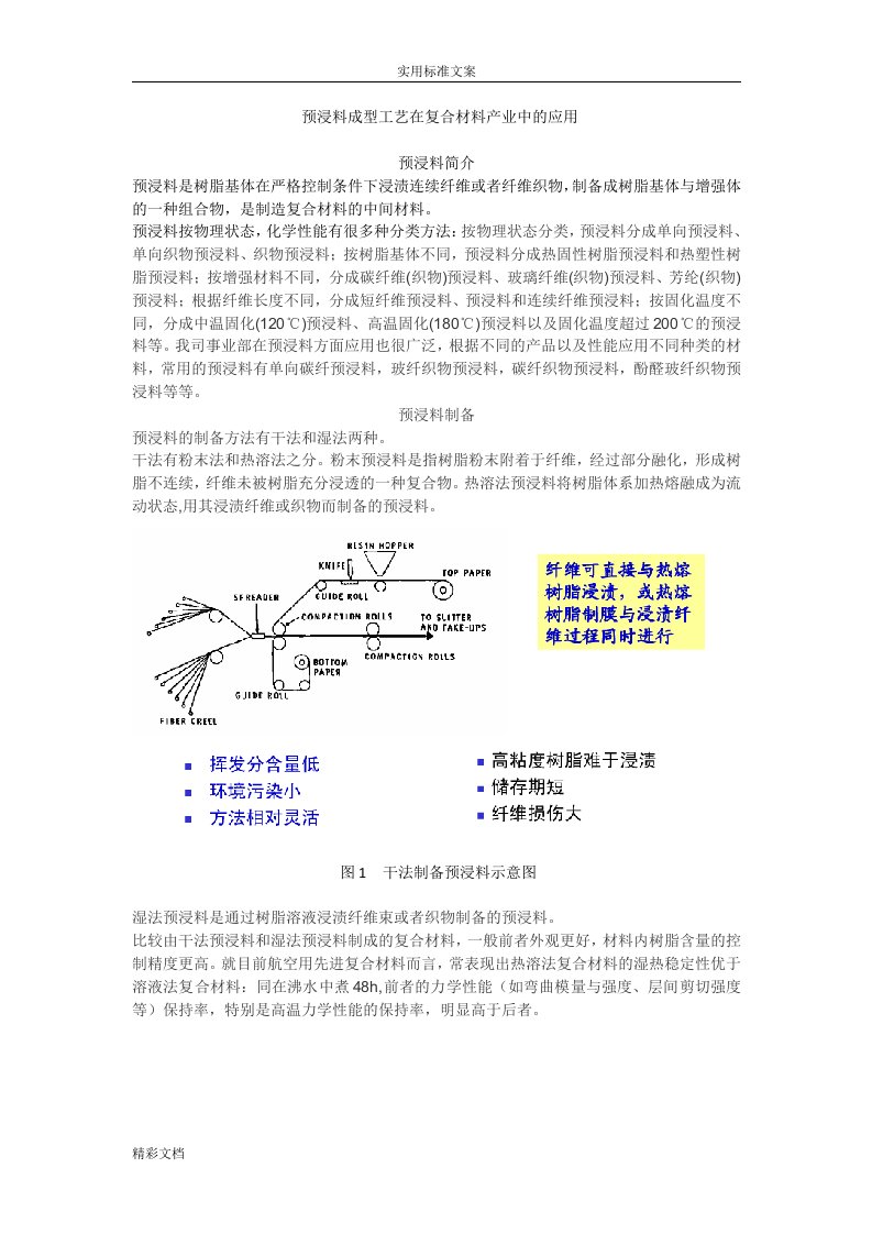 预浸料成型实用工艺