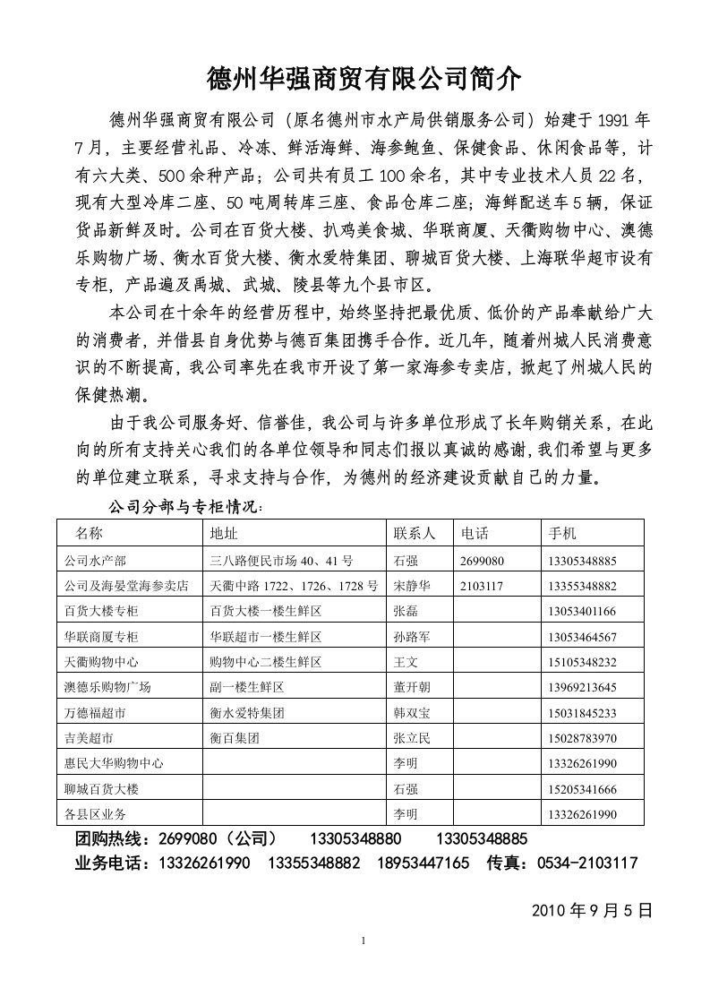 德州华强商贸公司简介及价格表