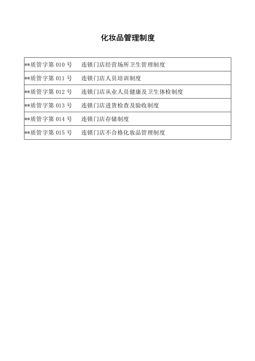 医药公司(连锁店)化妆品管理制模版