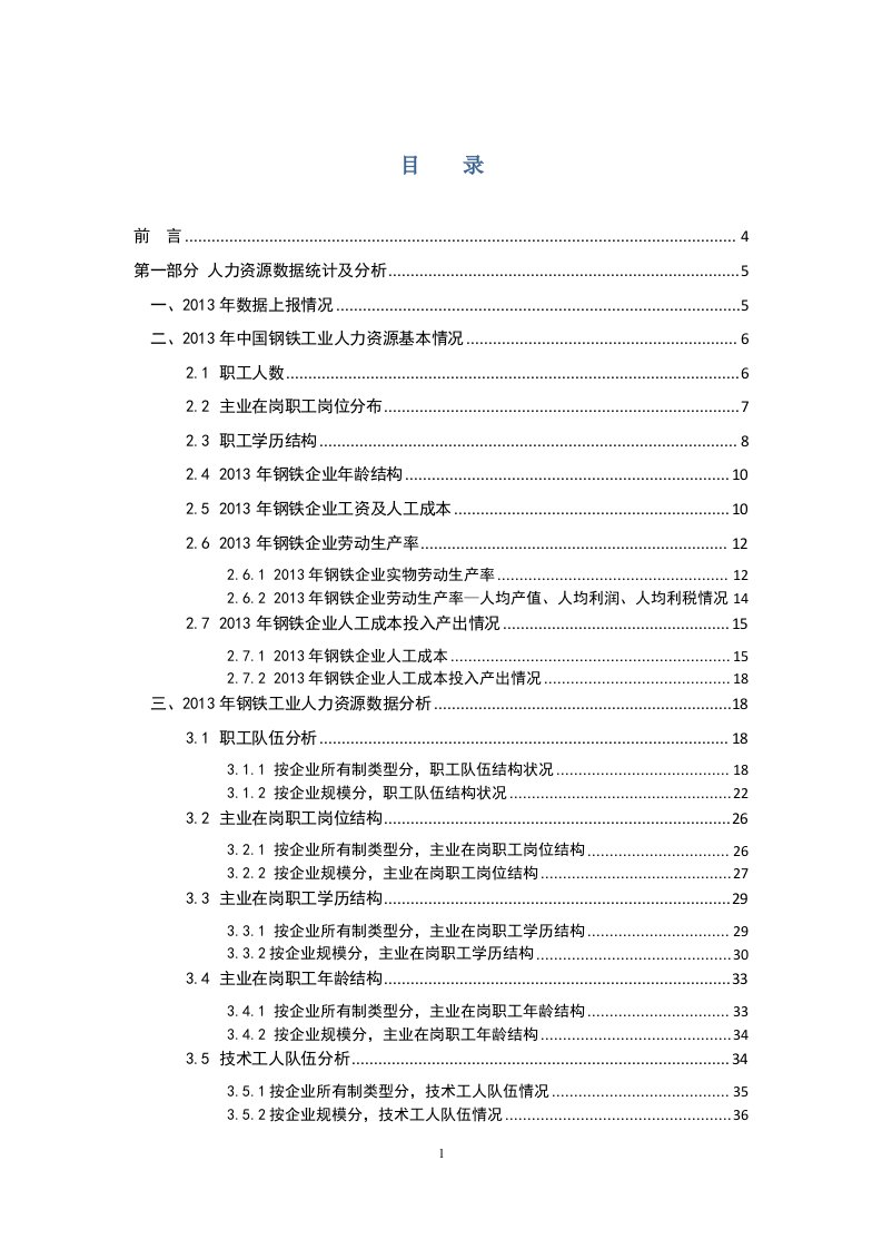 2013年中国钢铁工业人力资源分析报告