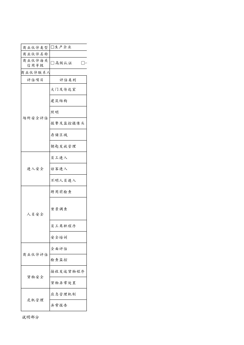 供应链安全评估表