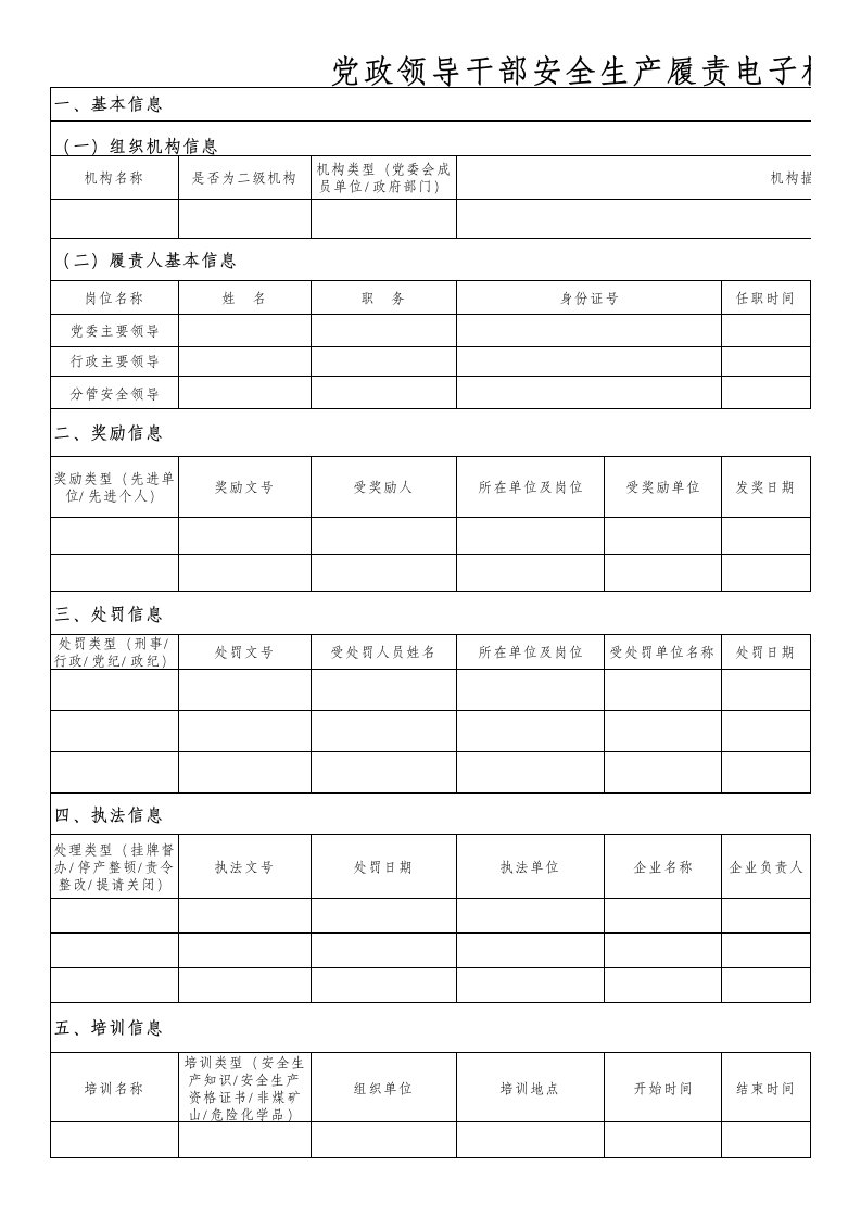 党政领导干部安全生产履责电子档案