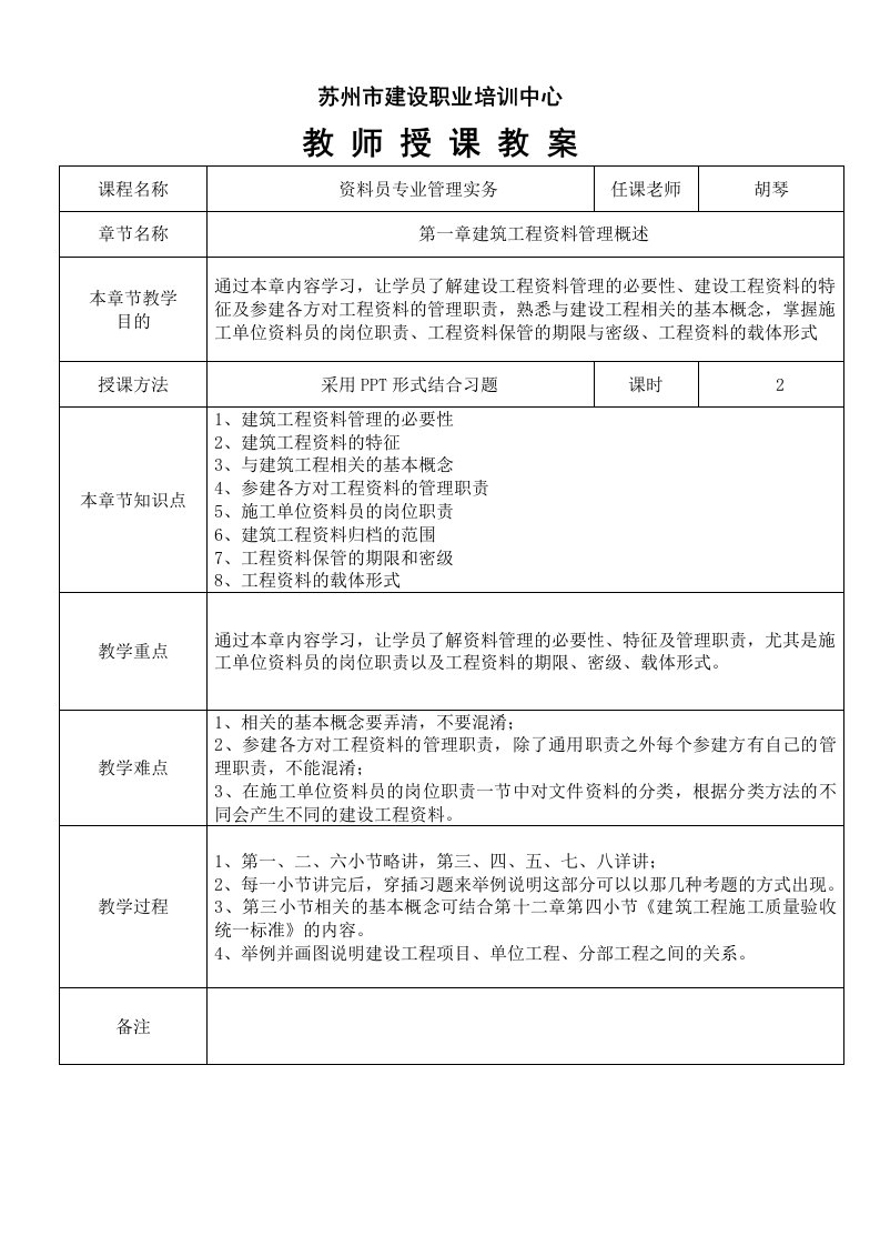 2010年-资料员专业管理实务教案